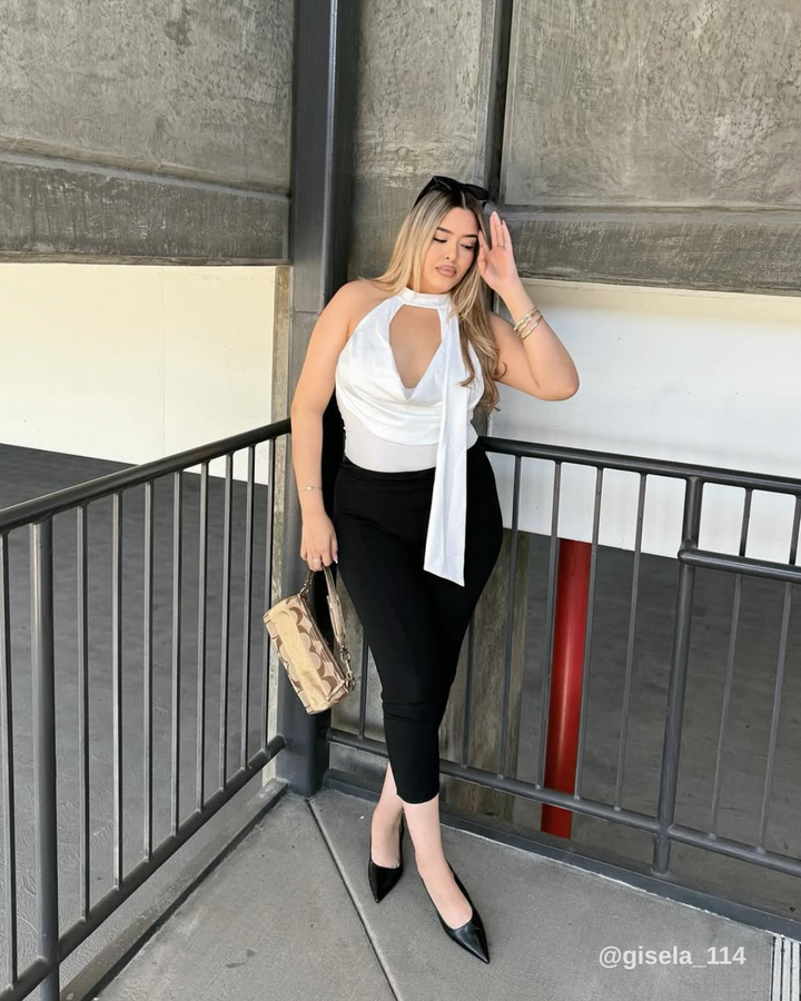 NAMI COWL NECK BODYSUIT IN WHITE