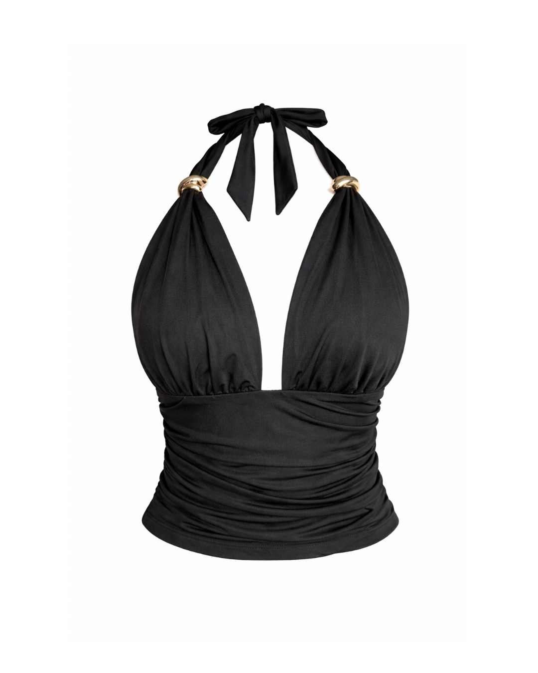 Catalina Halter Neck Top in Black