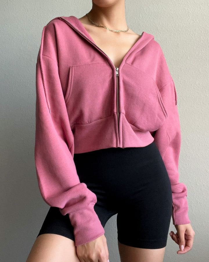 COMFY CROPPED HOODIE - PINK