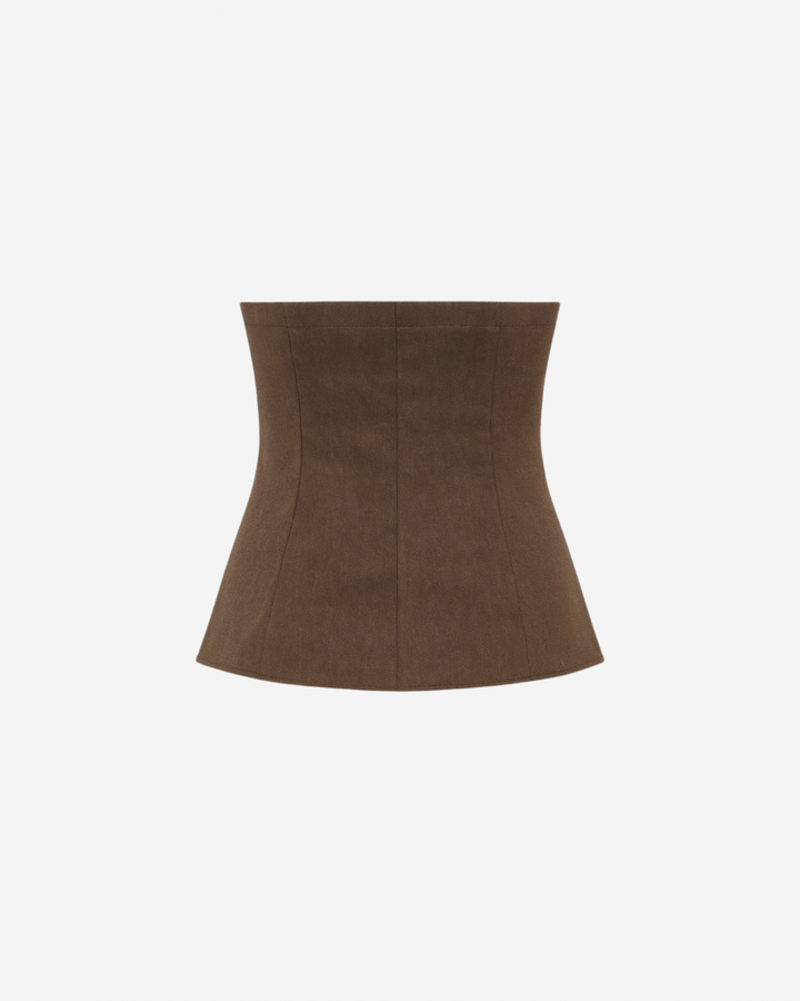 KAIA BUTTON DOWN TUBE TOP IN MOCHA