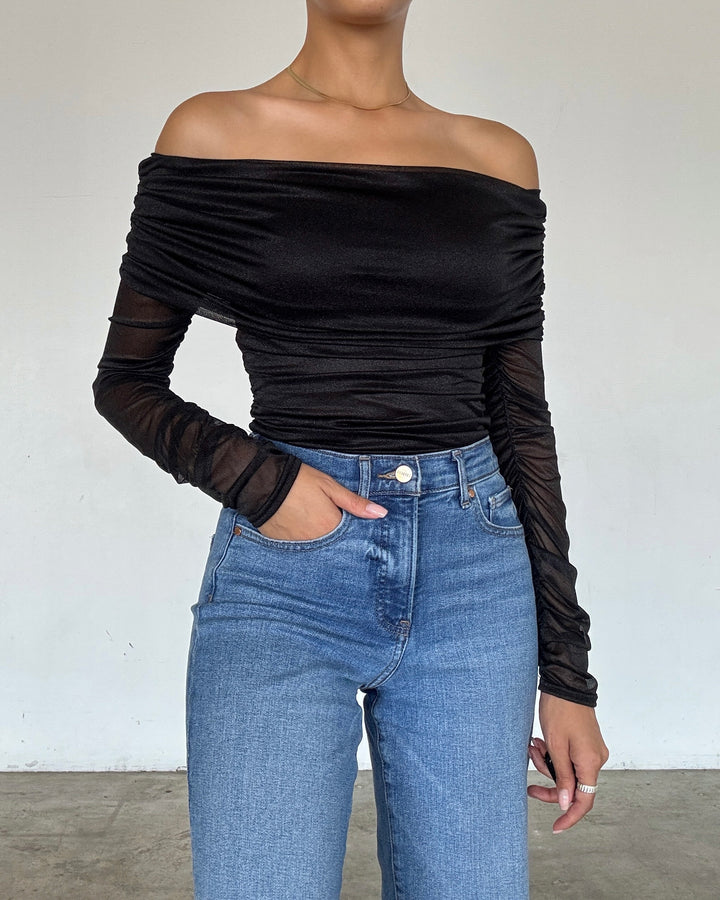 OPHELIA OFF THE SHOULDER TOP IN BLACK