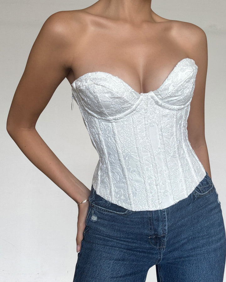PAMELA FLORAL EMBROIDERED CORSET TOP