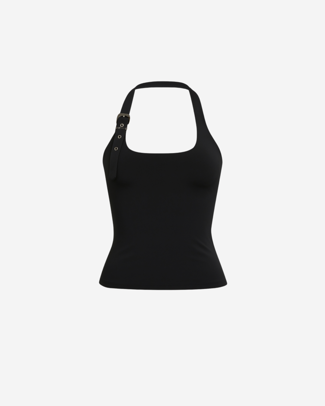 KIRA BELTED HALTER TOP IN BLACK