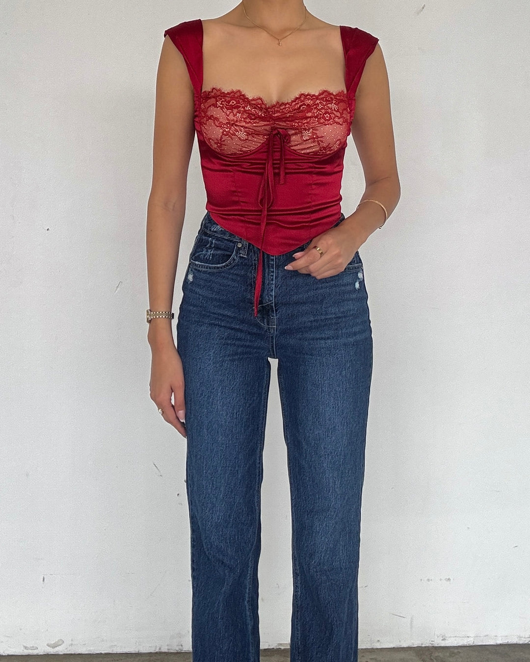 RUBY LACE SATIN CORSET TOP