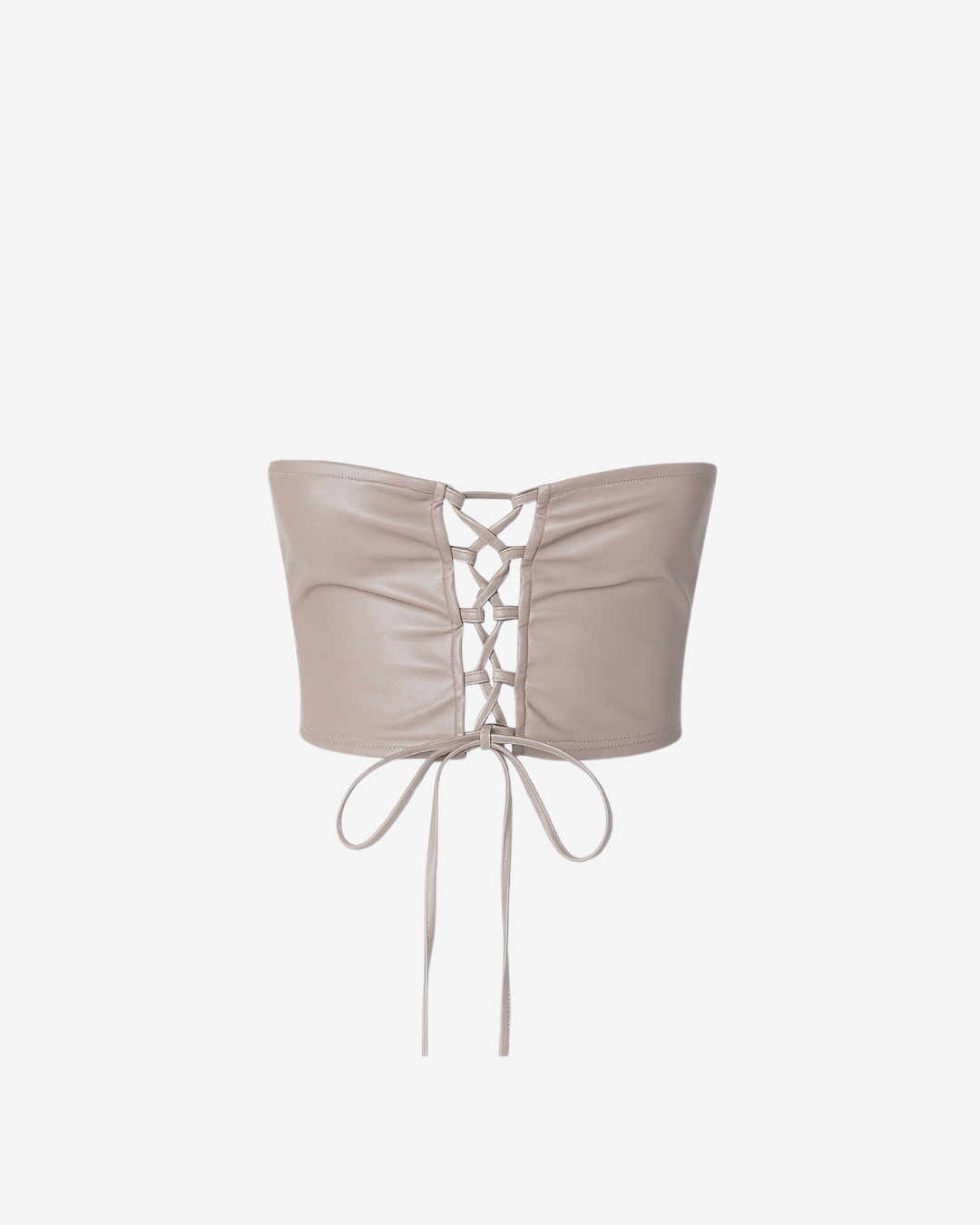 FRANCES FAUX LEATHER LACE UP CROP TOP