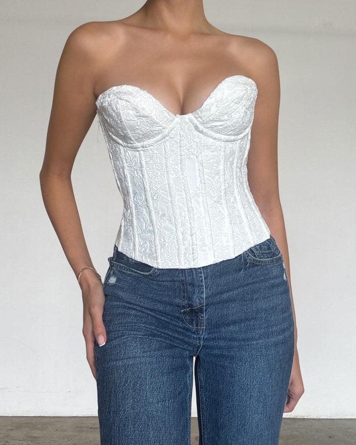 PAMELA FLORAL EMBROIDERED CORSET TOP