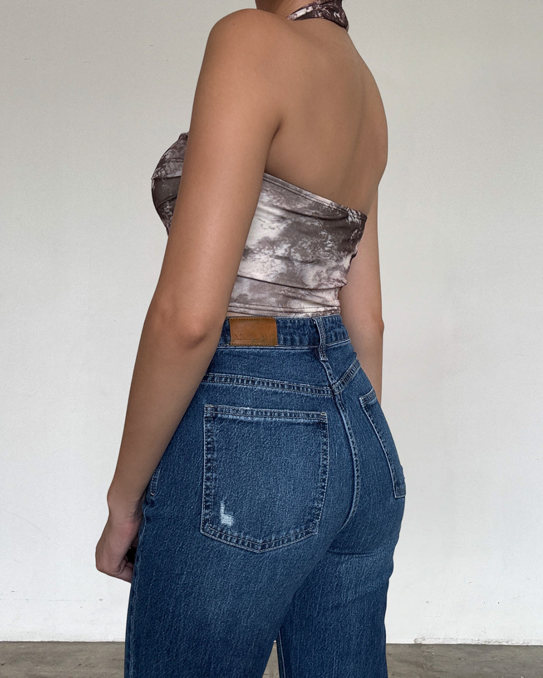 CAMILE MESH PRINT CROP TOP