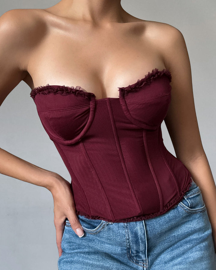 MIA MESH STRAPLESS CORSET TOP