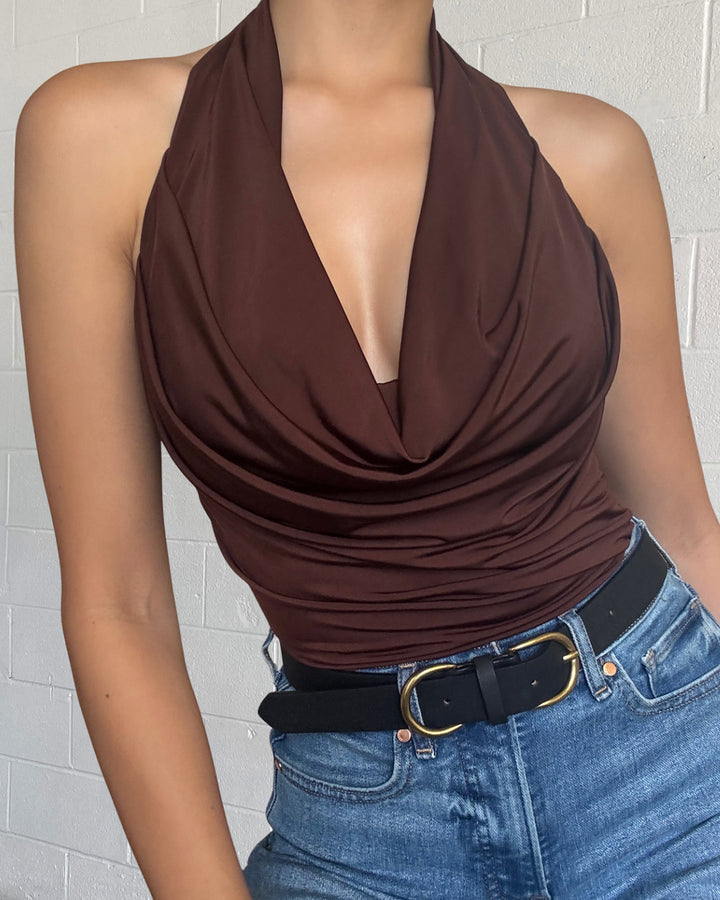 ITZEL COWL NECK TOP