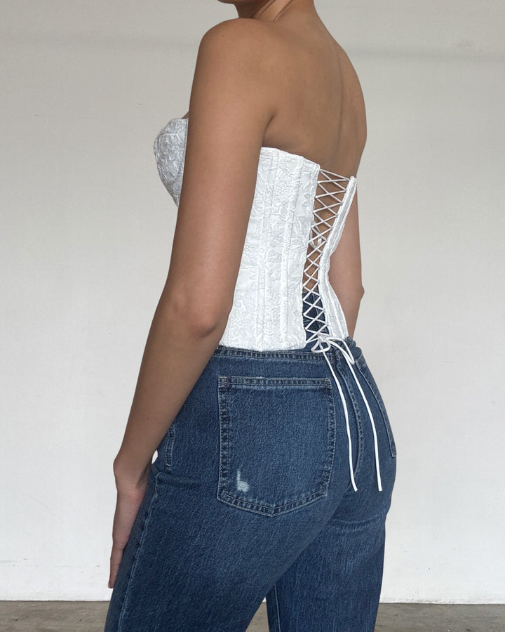 PAMELA FLORAL EMBROIDERED CORSET TOP