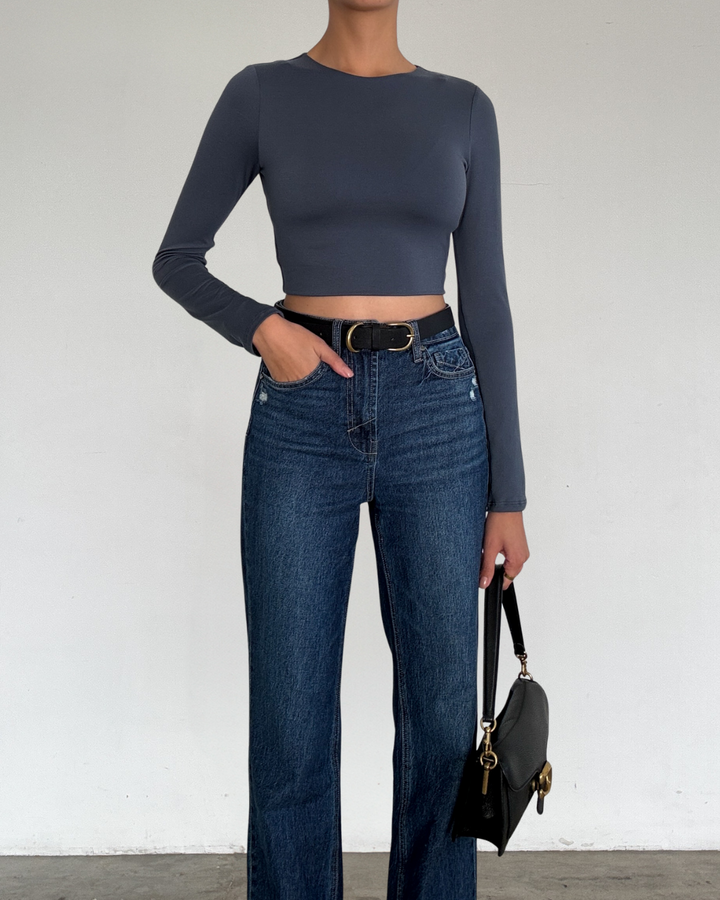 ISELA CROP TOP - CHARCOAL