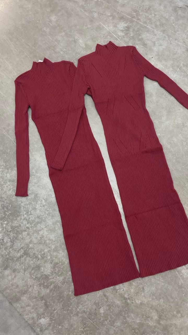 SLEIGH MIDI DRESS - BURGUNDY