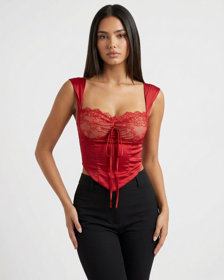 Ruby Lace Satin Corset Top