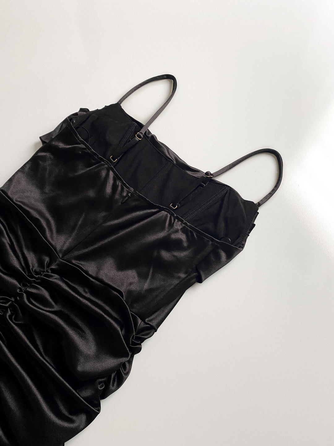 EMILY SATIN BLACK MINI DRESS